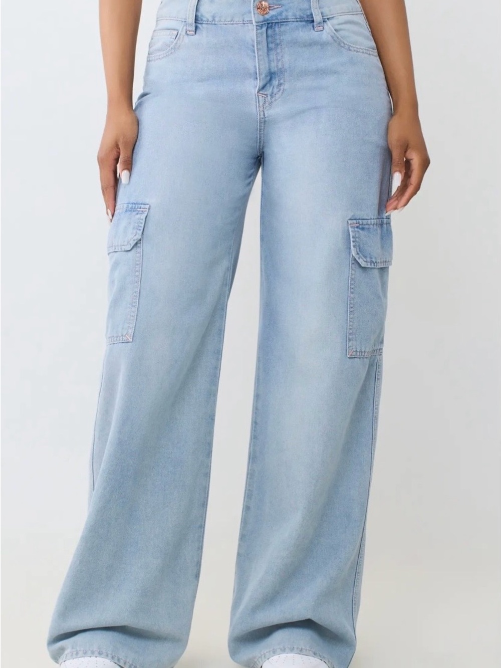 True Religion Bobbi Baggy Wide-Leg Cargo Jeans size 26